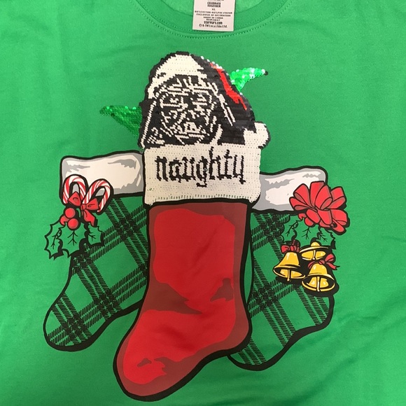 ⚡️ 🆕 Disney Star Wars Yoda flip sequins naughty/nice Ugly Christmas Swea… - Picture 7 of 12